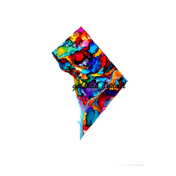 Washington DC map watercolor