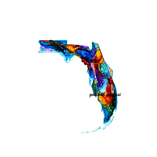 Florida state map watercolor