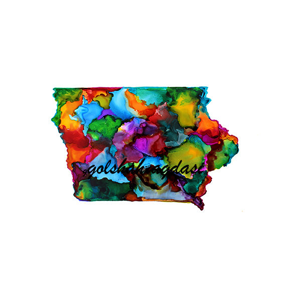 Iowa state map watercolor