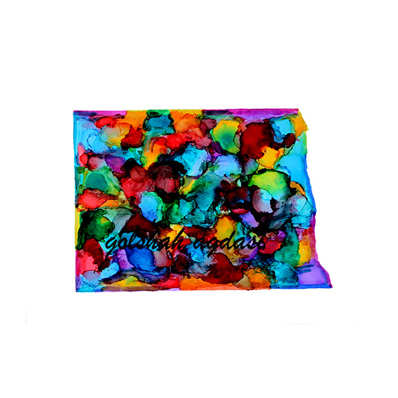 North Dakota state map watercolor