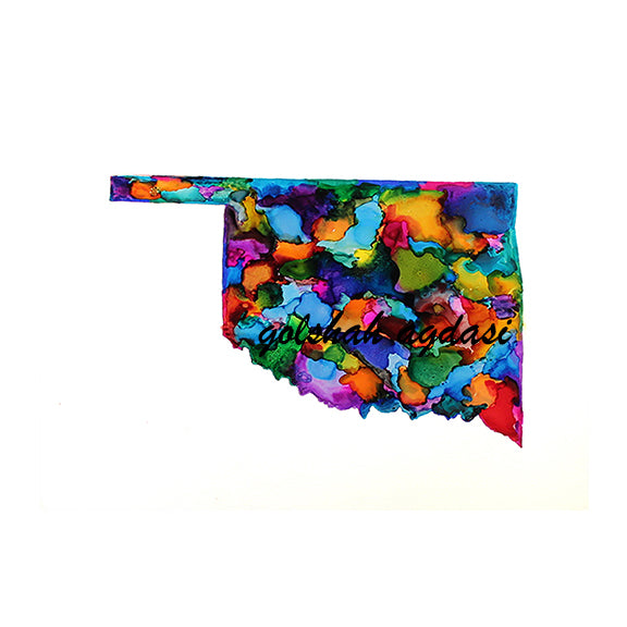 Oklahoma state map watercolor