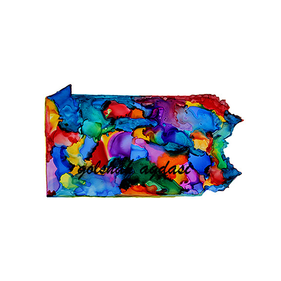 Pensilvania state map watercolor