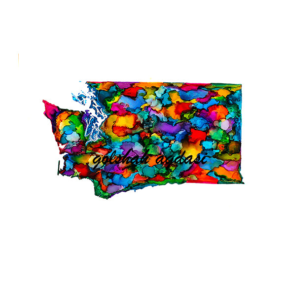 Washington state map watercolor