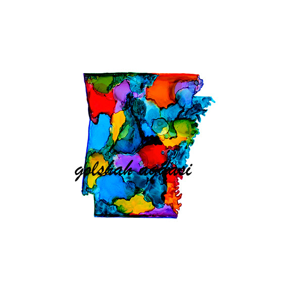 Arkansas State Map watercolor