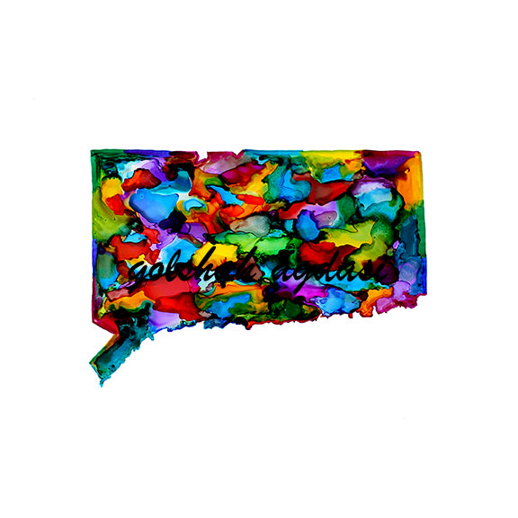 Connecticut State Map Watercolor