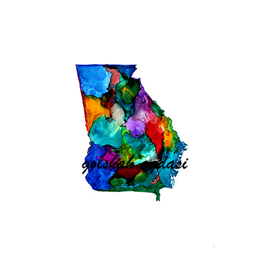 Georgia state map watercolor