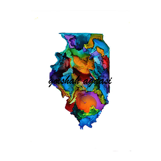 Illinois state map watercolor