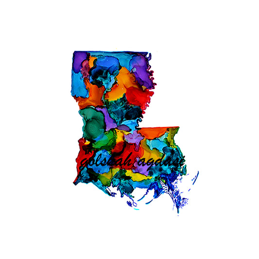 Louisiana state map watercolor
