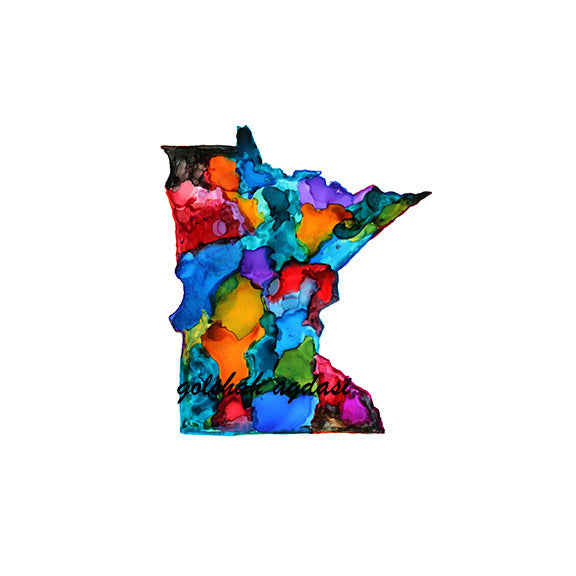 Minnesota state map watercolor