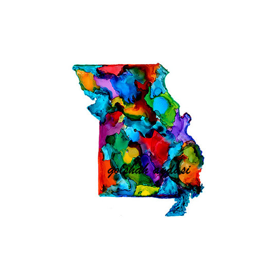 Missouri state map watercolor