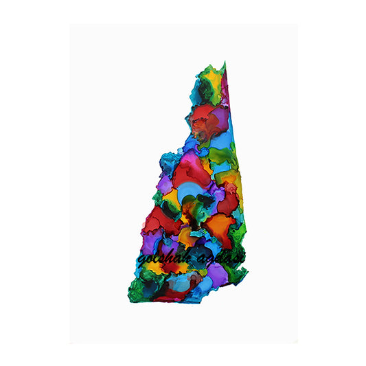 New Hampshire state map watercolor