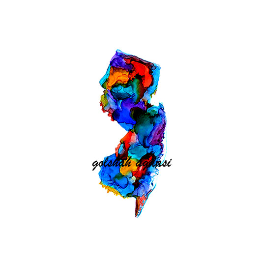 New Jersey state map watercolor