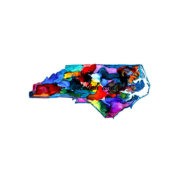 North Carolina state map watercolor