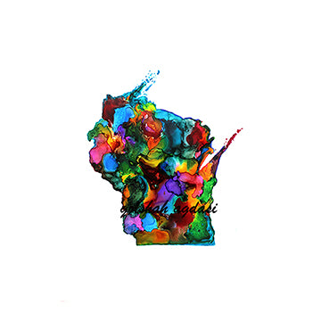 Wisconsin state map watercolor