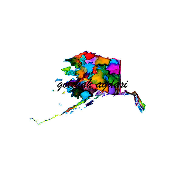 Alaska map Painting watercolor