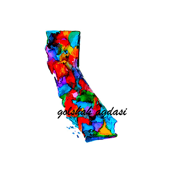 California State Map Watercolor