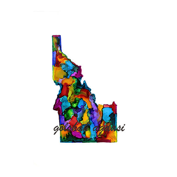 Idaho state map watercolor