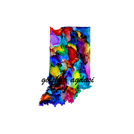 Indiana state map watercolor